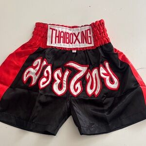 Thai Boxing Kids Shorts - Black and Red